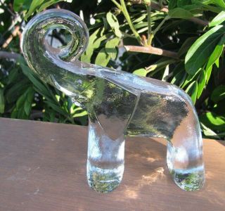 Kosta Boda Zoo Animals Elephant Figurine Art Glass Sweden Mid Century Modern Mcm
