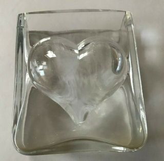 Vintage Kosta Boda Sweden Glass Vase,  Relief Heart Shape,  Des.  Bertil Vallien