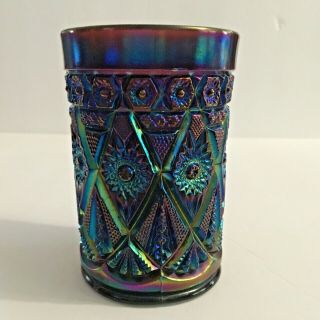 Vintage Imperial Diamond Lace Amethyst Carnival Glass Tumbler