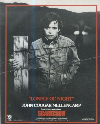 (sfbk15) Poster/advert 13x11 " John Cougar Mellencamp : Lonely Ol 