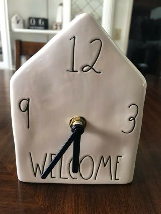Rae Dunn Welcome Ceramic Birdhouse Clock Htf