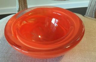 Kosta Boda Sweden Heavy 7 " Orange Glass Swirl Bowl