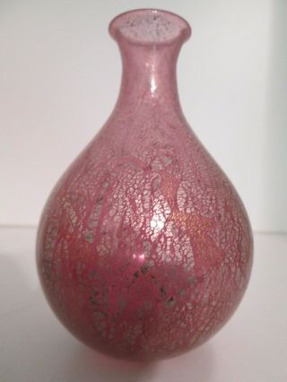 Isle Of Wight Studio/art Glass Vase Pink Azurene Michael Harris Arreton Barns