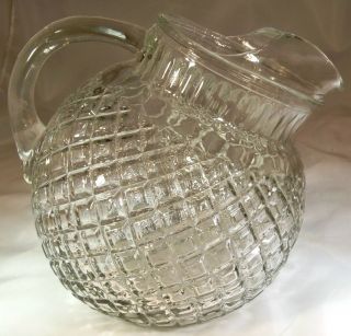 Hocking Glass Co.  Waterford Or Waffle Crystal 24 - Ounce Ball Tilt Juice Pitcher