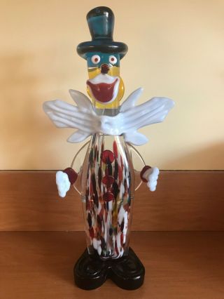 Vintage Murano Glass Clown 12 " Tall