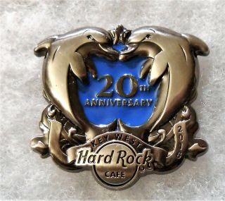 Hard Rock Cafe Key West 3d 20th Anniversary Two Dolphins Blue Water Pin 91271