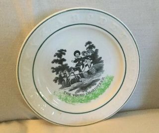 Antique Staffordshire Transferware Child’s Abc Plate - The Young Charioteer