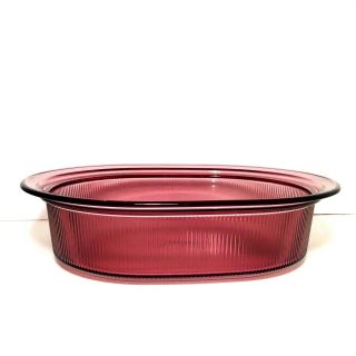 Vision Corning Ware Cookware Cranberry 4 Qt L Oval Open Glass Roaster Ribbed
