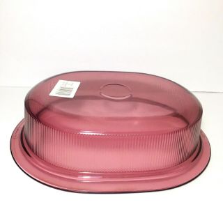Vision Corning Ware Cookware Cranberry 4 Qt L Oval Open Glass Roaster Ribbed 4