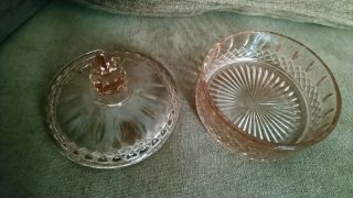 Pink glass Candy Dish with lid pink depression.  in. 2