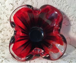 Red to Black Murano Art Glass Bowl or Ash Tray 2