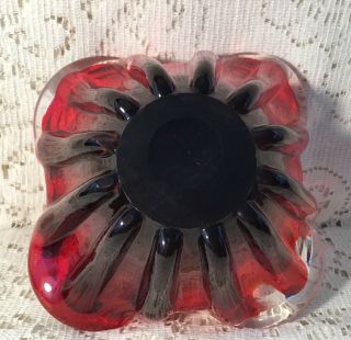 Red to Black Murano Art Glass Bowl or Ash Tray 3