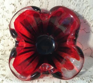 Red to Black Murano Art Glass Bowl or Ash Tray 4