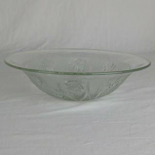Vintage Iris Herringbone 11 " Fruit Bowl Flat Rim Clear Glass Jeannette Glass Co
