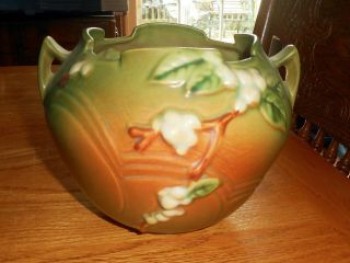 Antique Roseville Art Pottery Snowberry Rose Bowl Jardiniere 1rb - 5 Fern Green