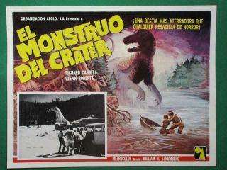 The Crater Lake Monster Horror Dinosaur Art Orig Mexican Lobby Card 1