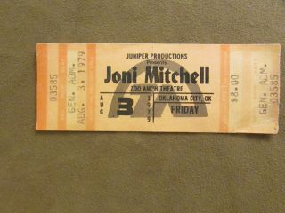 Concert Ticket Stub,  1979,  Joni Mitchell,  Zoo Amplitheater,  Oklahoma City,  Ok