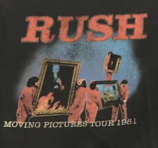 Rush Moving Pictures Tour 1981 T - Shirt 2 Sided Concert Rock Band Tee Retro Sz Xl