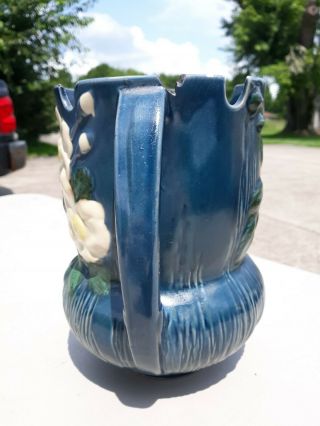 Vintage Roseville Art Pottery Blue Flower Vase 985 - 8 