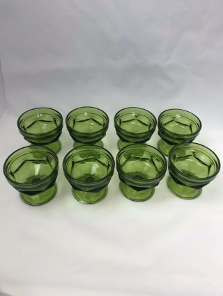 Set Of 8 Vintage Green Ice Cream Fruit Bowl Cups Dessert Cups