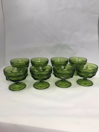 Set of 8 Vintage Green Ice Cream Fruit Bowl Cups Dessert Cups 3