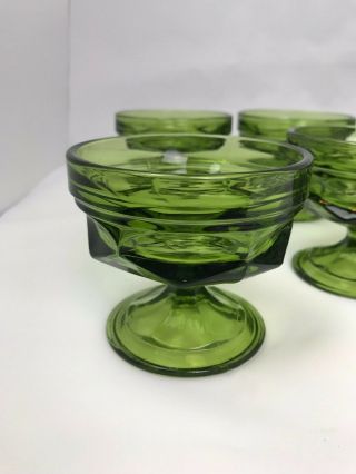 Set of 8 Vintage Green Ice Cream Fruit Bowl Cups Dessert Cups 4
