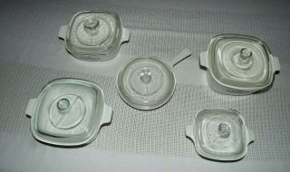 4 BLUE CORNFLOWER CORNING WARE CASSEROLE DISHES WITH LIDS,  7IN.  SKILLET LOOK 3