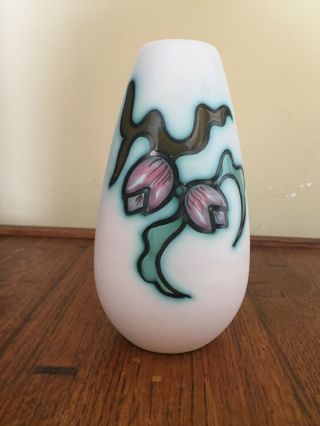 Vintage Bianca Gouda Vase - Made in Holland - Matte White,  Floral Motif 2