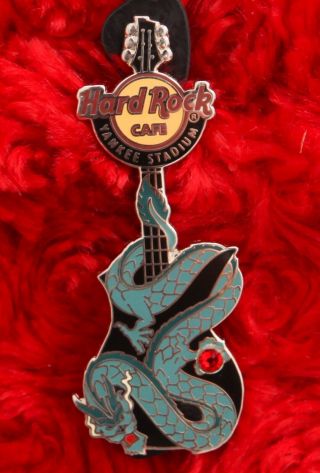 Hard Rock Cafe Pin Yankee Stadium Dragon Guitar Series China Gem Stone Hat Lapel