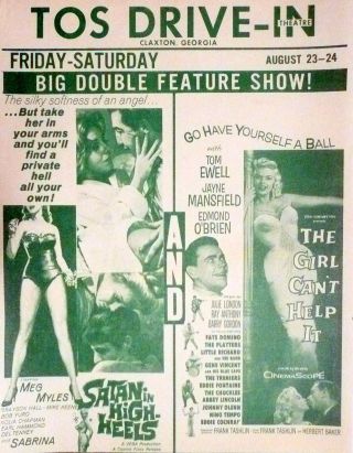 1960s Claxton,  Ga Drive - In Flyer - James Mansfied In Girl Can 