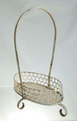 Akro Agate - No 654 Marbleized Green Oval Planter in Wire Basket 6