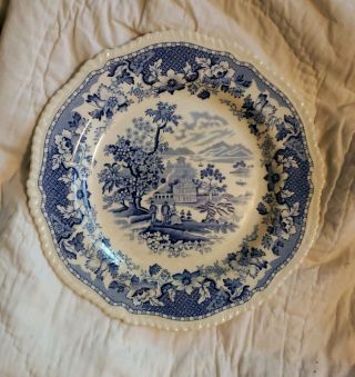 8 Vintage Enoch Woods Ralph Burslem England Blue Seaforth 10 " Dinner Plates