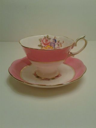 Royal Albert Crown China Cup And Saucer Pink Floral 1927 - 1935 2