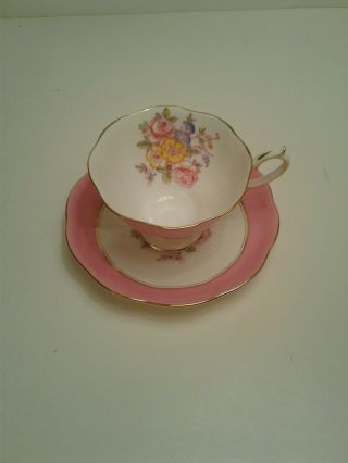 Royal Albert Crown China Cup And Saucer Pink Floral 1927 - 1935 3
