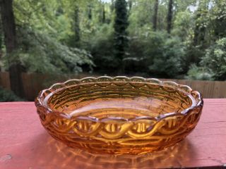 Vintage Amber Indiana Goass Amber Gold Hen Chicken On Nest Candy Dish 5 1/2 Tall 5