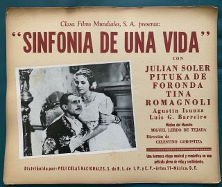 Julian Soler Sinfonia De Una Vida Mexican Lobby Card Rare 1945