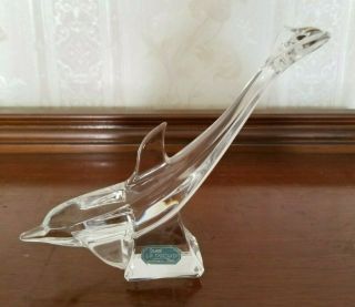Vintage J G Durand Crystal Dolphin Figurine Signed
