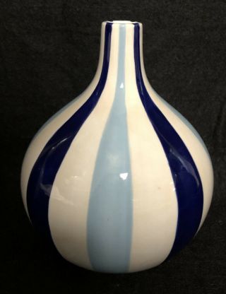 Jonathan Adler Happy Home Blue White Stripes 3 Piece Vase 2003 Pottery Round 3