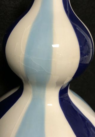 Jonathan Adler Happy Home Blue White Stripes 3 Piece Vase 2003 Pottery Round 5