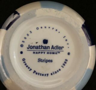 Jonathan Adler Happy Home Blue White Stripes 3 Piece Vase 2003 Pottery Round 7