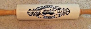 Golden Grain Home Made Bread Ceramic Stoneware Rolling Pin Vintage