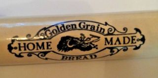Golden Grain Home Made Bread Ceramic Stoneware Rolling Pin Vintage 4