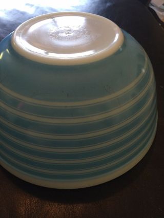Vintage Pyrex Turquoise Blue Rainbow Stripe 403 Mixing Bowl 2 1/2 Qt