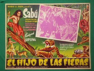 Jungle Book Sabu Rudyard Kipling Art Spanish Orig Mexican Lobby Card 3