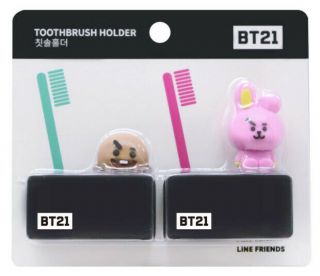Bt21 Character Toothbrush Holder 2ea Set 4types Official K - Pop Authentic Goods