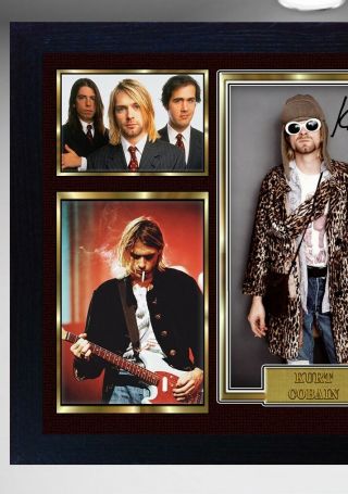 Kurt Cobain Nirvana Framed SIGNED Photo pre - PRINT POSTER Perfect gift 2 3