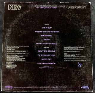 Kiss 1978 Ace Frehley Solo Album Purple Misprint Casablanca Lp/vinyl Aucoin Rare