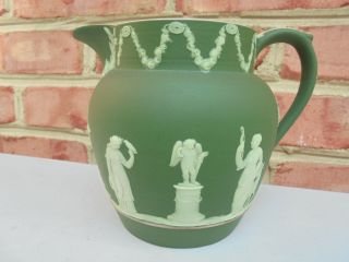 Antique Vintage Wedgwood Dark Green Jasperware Pitcher Milk Jug