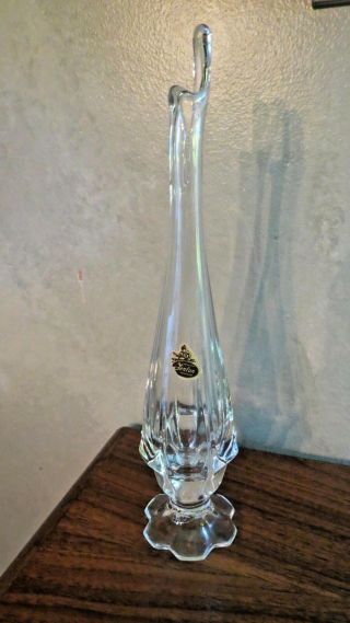 Fenton Glass Valencia Clear 12 " Medium Swung Vase 8356 Circa 1969 - 1974