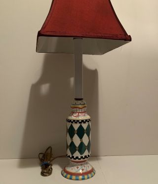 Vintage Mackenzie Childs Candlestick Lamp Hand Painted Clay 22 " T